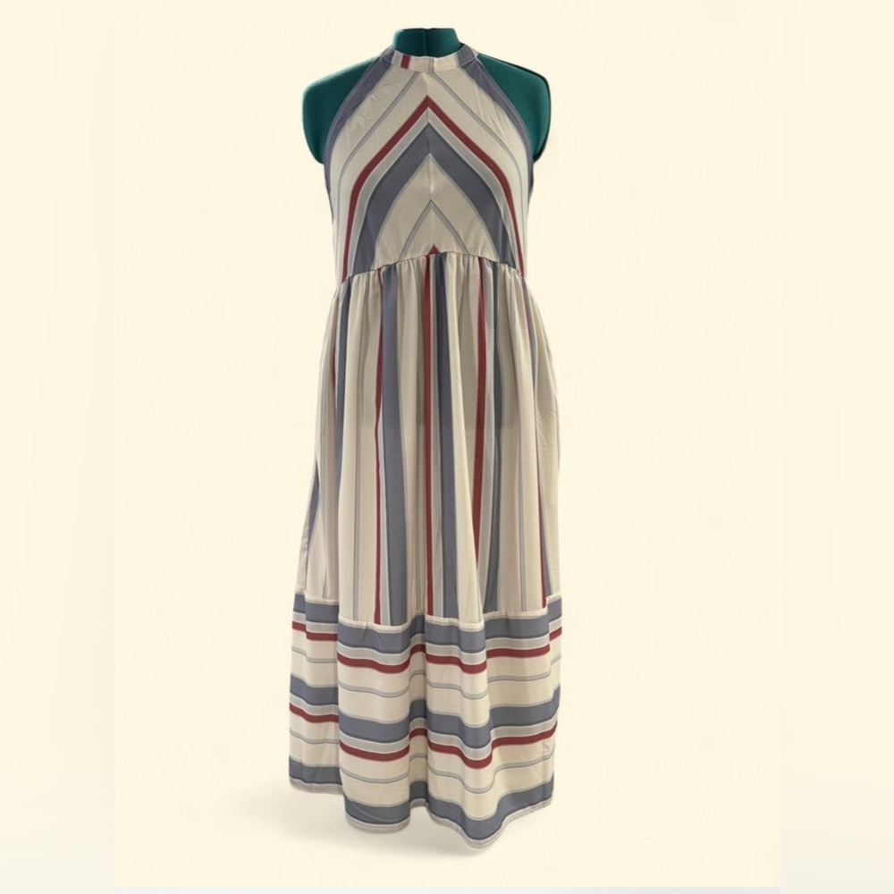 Striped Halter Midi Dress